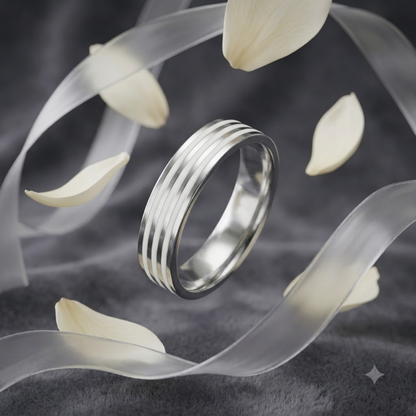 Silver Triple Stripe Enamel Band
