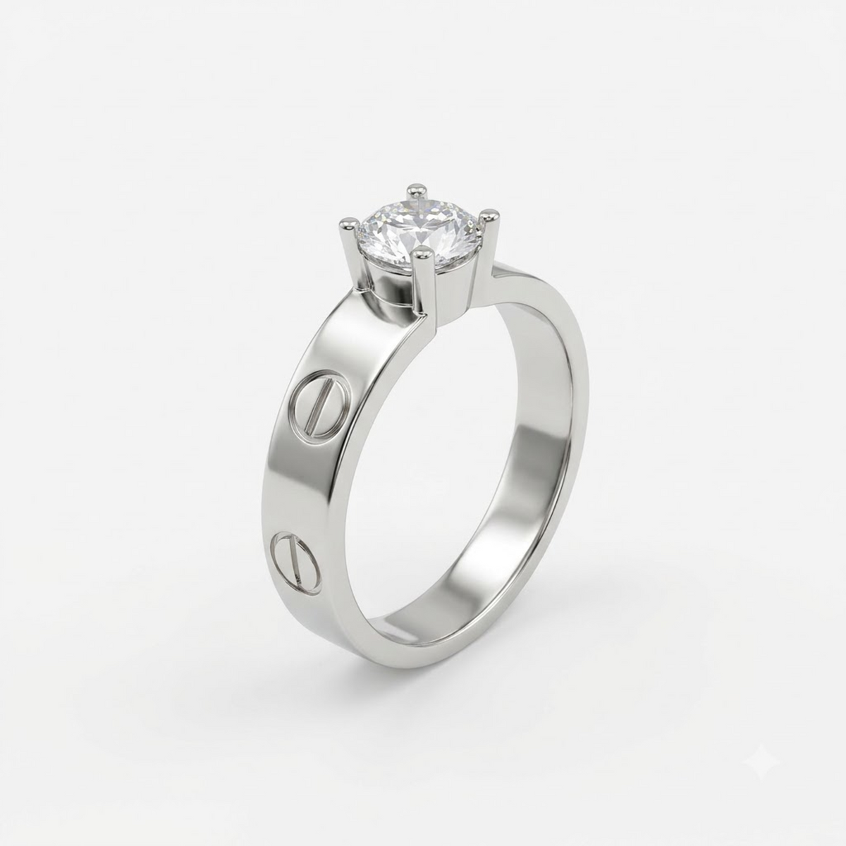Silver Modern Bond Solitaire Ring