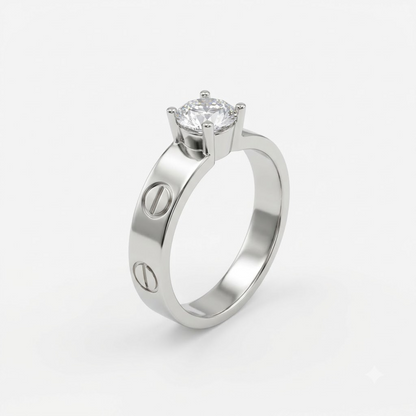 Silver Modern Bond Solitaire Ring