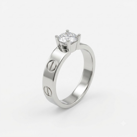 Silver Modern Bond Solitaire Ring