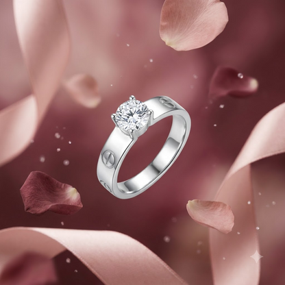 Silver Modern Bond Solitaire Ring