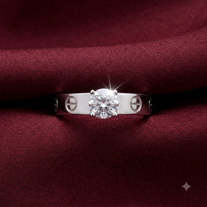 Silver Modern Bond Solitaire Ring