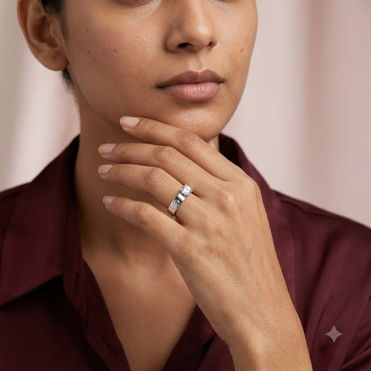 Silver Modern Bond Solitaire Ring