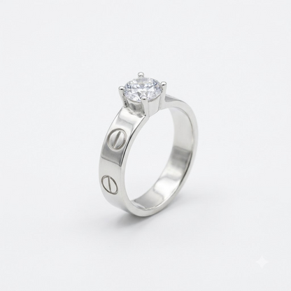 Silver Modern Bond Solitaire Ring