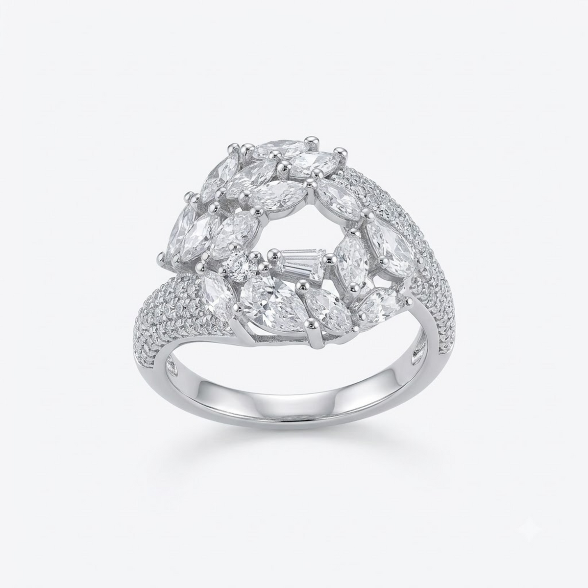 Silver Marquise Halo Ring