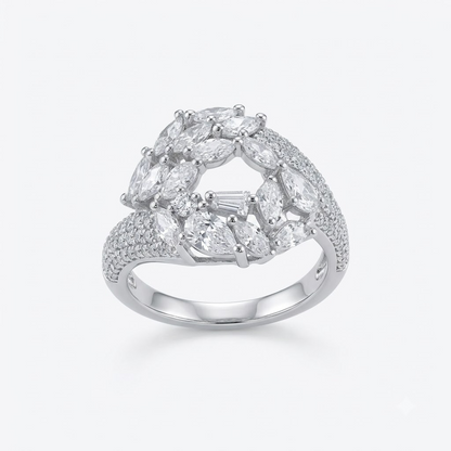 Silver Marquise Halo Ring