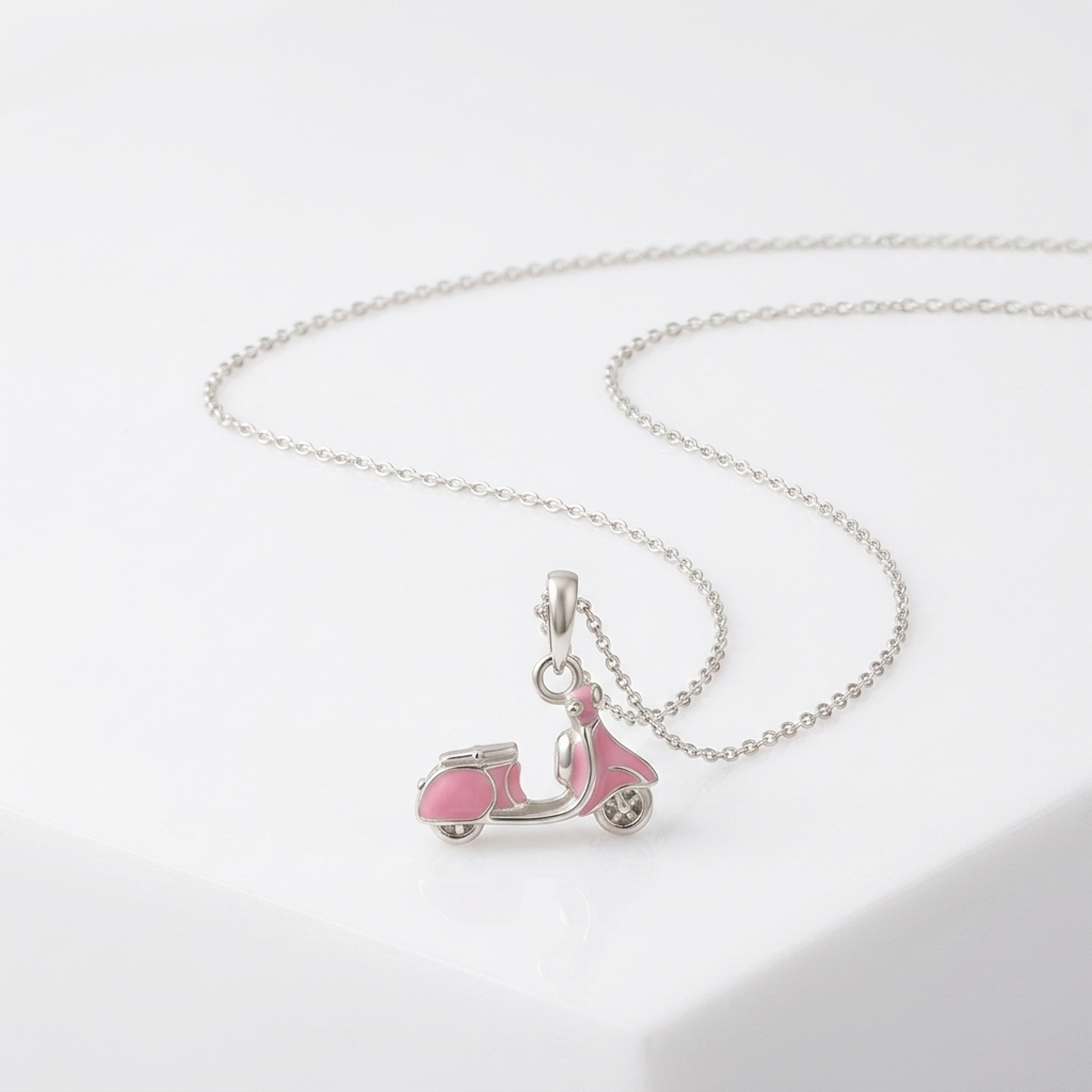 92.5 Silver Pink Scooter Charm Silver Pendant