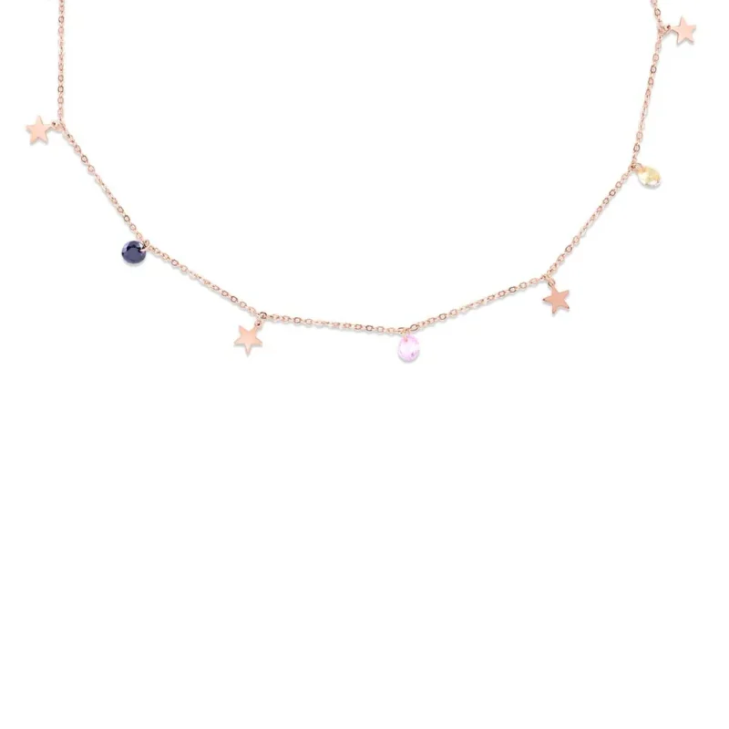 Rose Gold Multicolour Celestial Charms Necklace