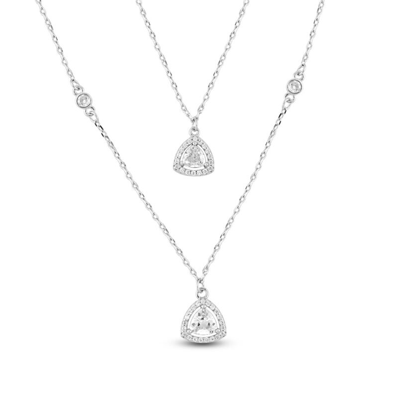 Silver Dual Teardrop Neclace with Link Chain