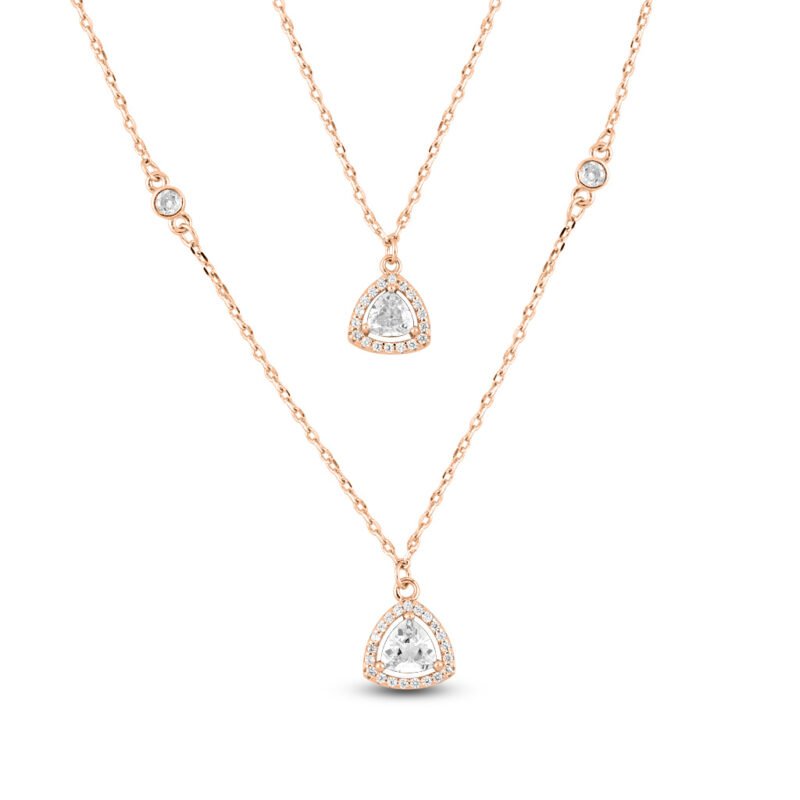 Rose Gold Dual Teardrop Neclace with Link Chain
