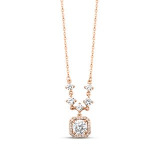 Rose Gold Solitaire Prisma Necklace with Link Chain