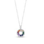 Silver Starlight Rainbow Circle Necklace with Link Chain