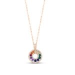 Rose Gold Starlight Rainbow Circle Necklace with Link Chain