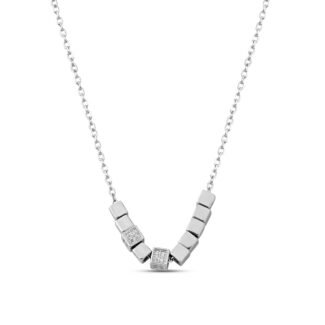 Silver Timeless Block Necklace with Link Chain