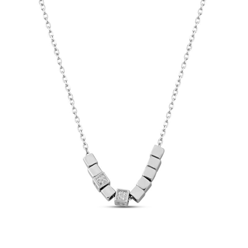 Silver Timeless Block Necklace with Link Chain