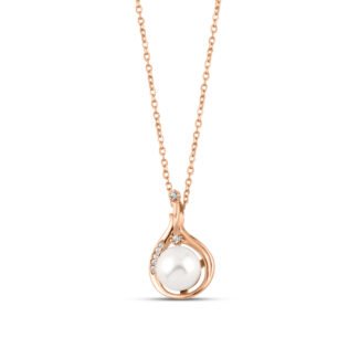 Rose Gold Pearl Allure Necklace with Link Chain