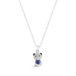 Silver Blue Bliss Bear Necklace with Link Chain