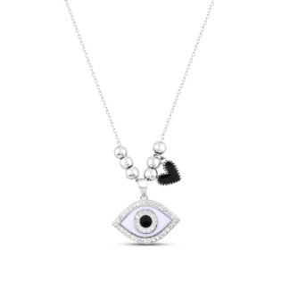 Silver Black Evil eye Necklace