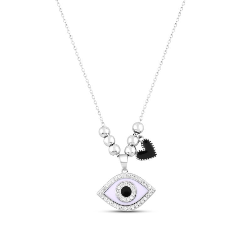 Silver Black Evil eye Necklace