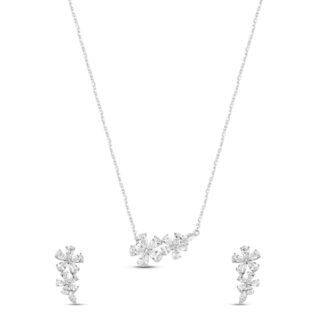 Silver Rosette Drop Set with Link Chain
