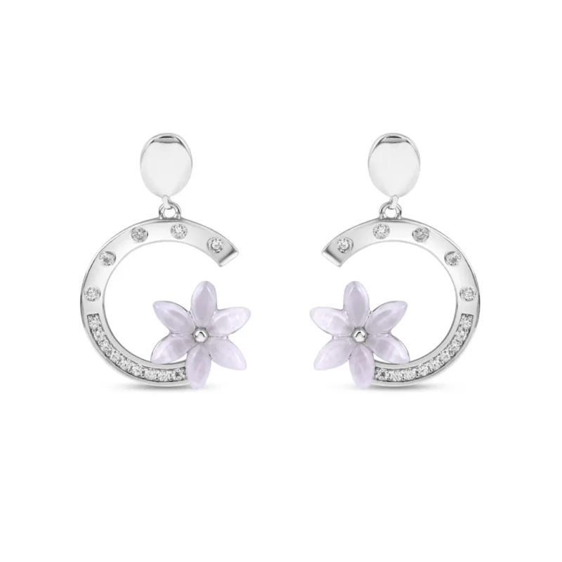 Silver Pansy Flora Earrings