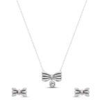 Silver Bow Bliss Set with Link Chain