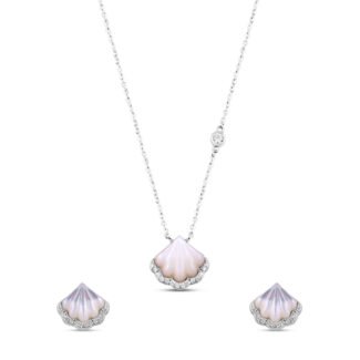 Silver Mystic Oyster Set with Link Chain