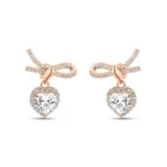 Rose Gold Gleaming Knot Heart Earrings