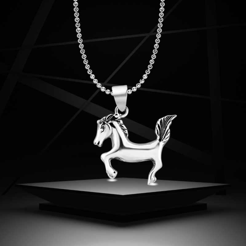 Silver Mustang Pendant For Him