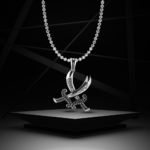 Oxidised Silver King Sword Pendant For Him
