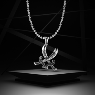 Oxidised Silver King Sword Pendant For Him