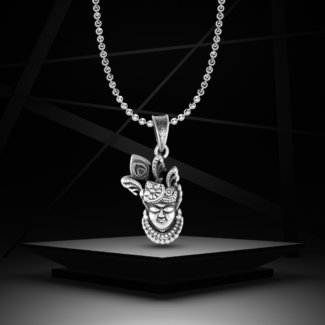 Oxidised Silver Shreenathji Pendant For Him
