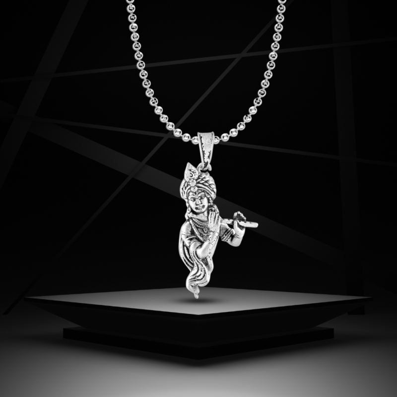 Silver Krishna Pendant For Him