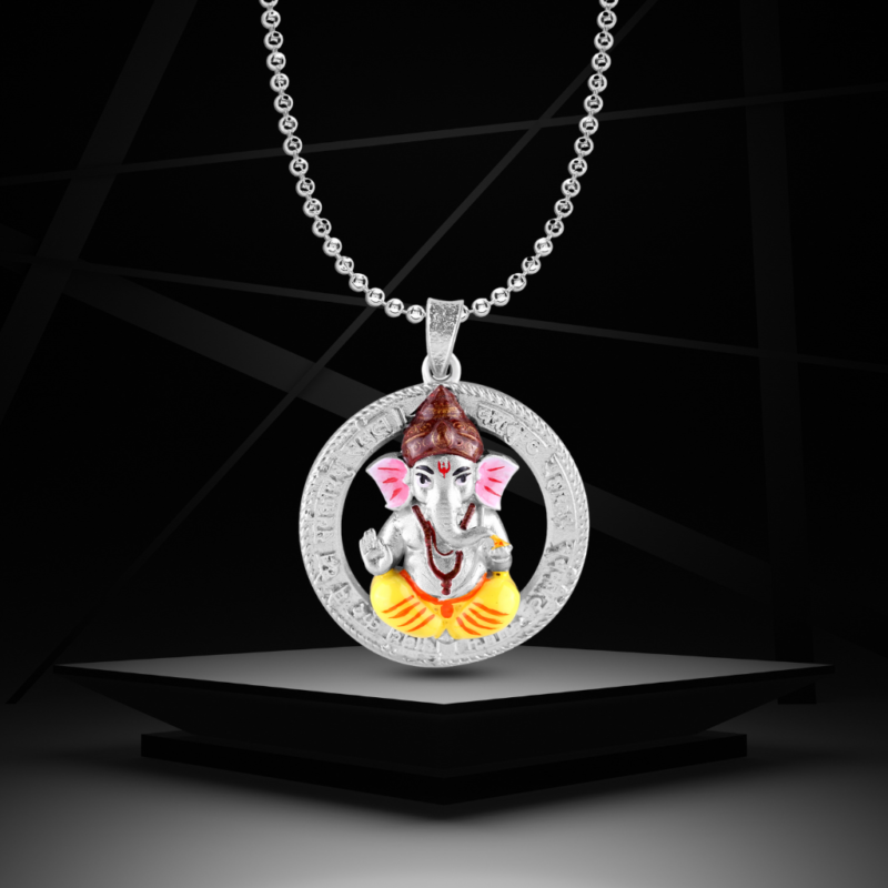 Silver Ganapati Pendant For Him